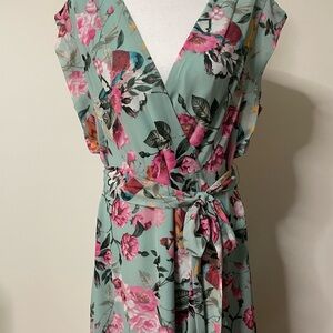 Eliza J long floral faux wrap dress. Size 14